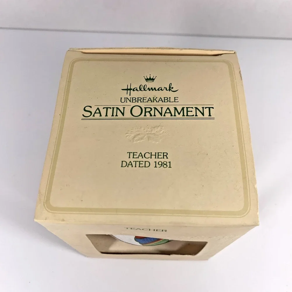 Hallmark 1981 Vintage Special Teacher Ornament‎ Satin Ball